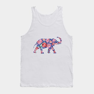 Floral Elephant Silhouette - Pastel Pinks Tank Top